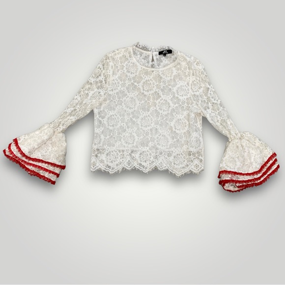 Alpha & Omega Lace Bell Sleeve Blouse - Picture 1 of 13
